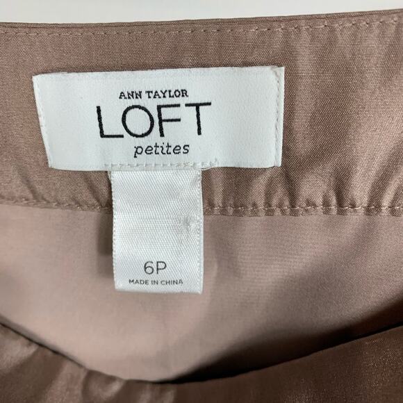 Loft Silk Tan Taupe Layered Mini Skirt Sz 6P - Picture 3 of 3